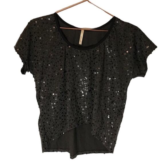 d'closet black metallic sequins blouse size Medium - Picture 1 of 6